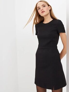 French Connection Black Textured Short-Sleeve Mini Dress
